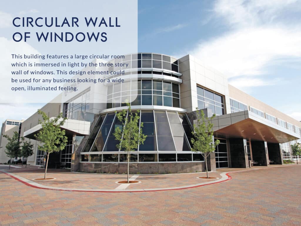An example of a circular wall of windows in architecture