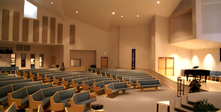 Highlands RLDS Church interior pews