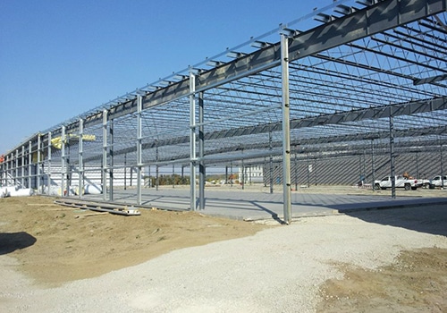 Steel building construction project